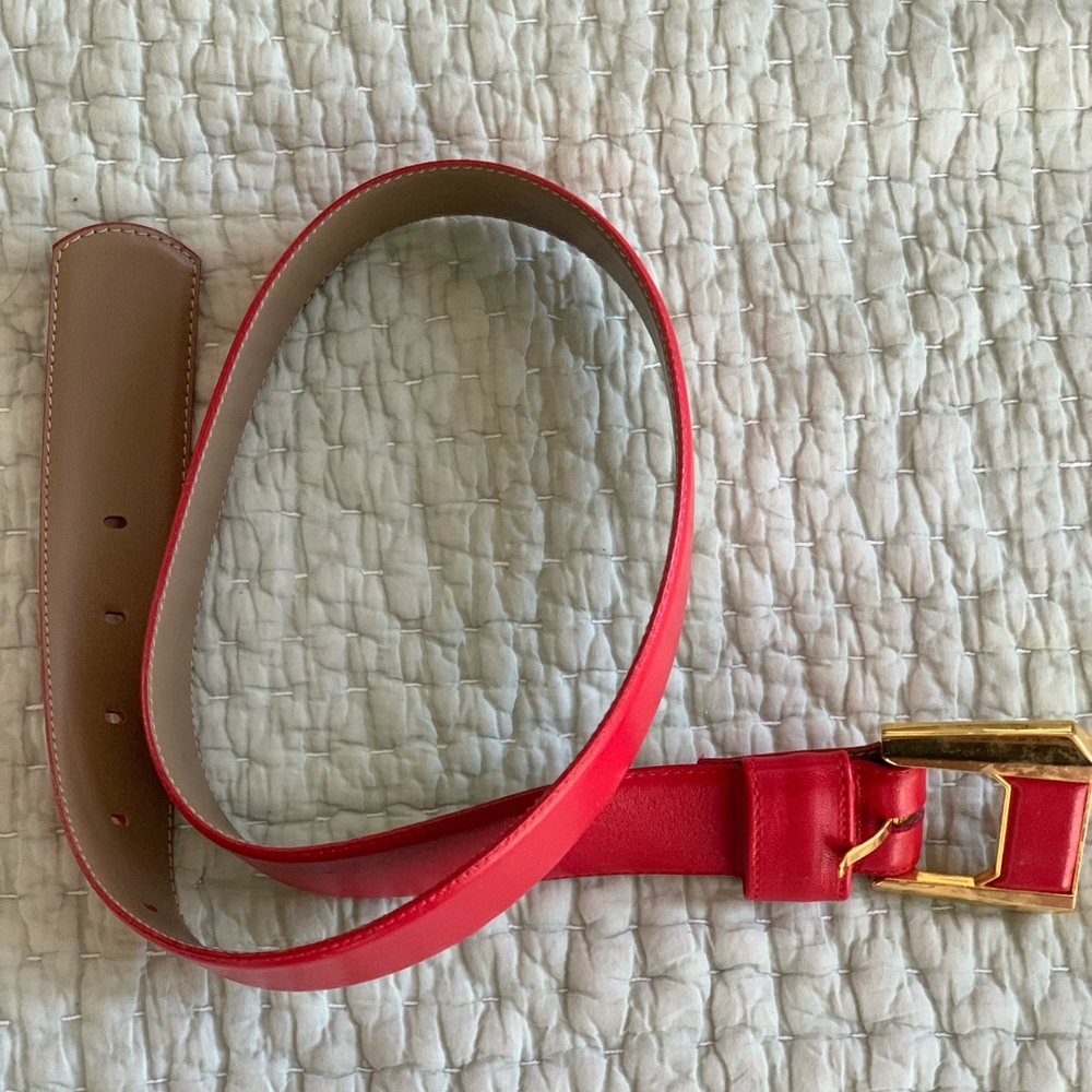 Liz Claiborne Vintage Red Leather Belt; 35” long